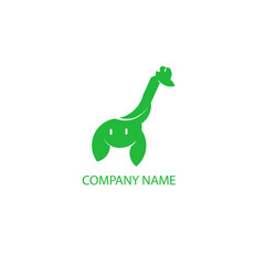 logo for animal business with giraffe shape and doll with elegant green color
