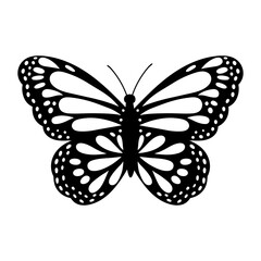 Butterfly silhouette. Vector illustration isolated on white background. Design for invitations, wedding or greeting cards.