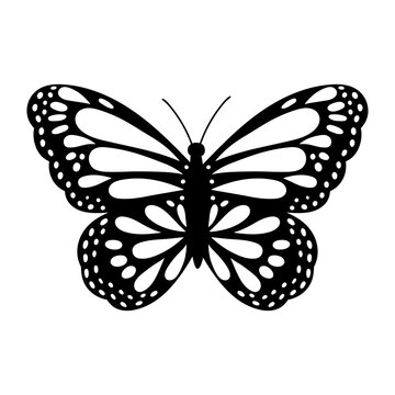 Butterfly silhouette. Vector illustration isolated on white background. Design for invitations, wedding or greeting cards.