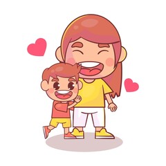 Mother and children isolated on white Premium Vector
