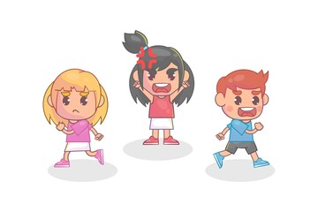Little girl mad and scream so loud and make his friend run Premium Vector
