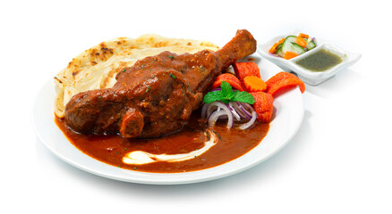 Braised Lamb Shank Masala Curry served Roti