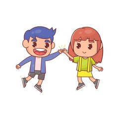 Happy kids giving high five Premium Vector

