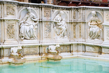 Fonte Gaia, a fountain at Piazza del Campo in Siena, Tuscany, Italy