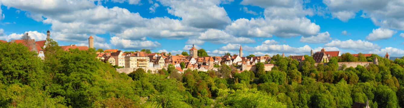 Skyline panorama of Rothenburg ob der Tauber city in Germany