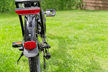 Close-up view of a bicycle from behind