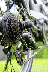 Close-up of gear shift system of bicycle