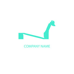 logo for animal business with giraffe shape inside the letter N with elegant blue color