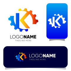 Obraz na płótnie Canvas Initial K Letter Gear Logo Design Vector Graphic 
