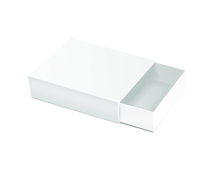 Opened empty sliding box isolated on a white background. 3d rendering