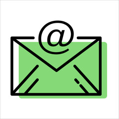 Mailbox vector icon, email linear icon, envelope vector. Email sending icon with green elements.