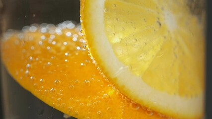 Refreshing soft drink Lemon and orange sparkling water