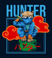 Ninja Hunter Illustration in Japanese Style
