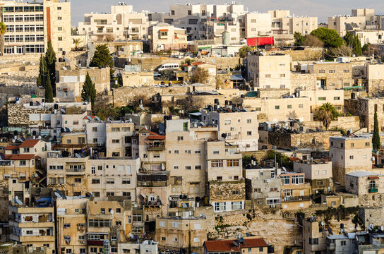 Arab Neighborhood On The Hillside In Jerusalem