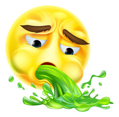 Puking Vomiting Sick Emoticon Cartoon Face Icon