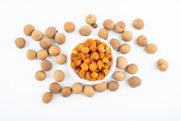 Longan meat on white background