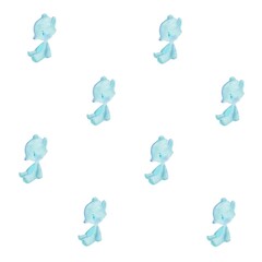 pattern soft blue teddy bear toy sits on a white background