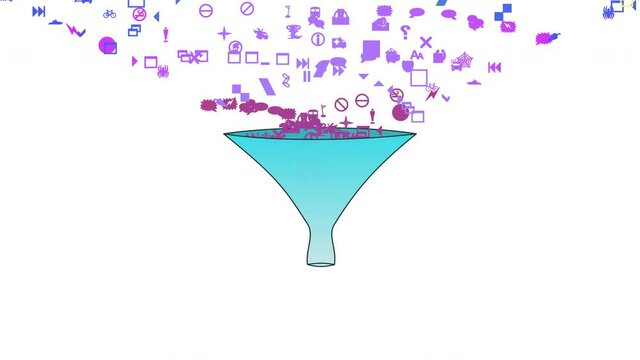 Colourful Big Data Funnel Processing Visualisation Animation
