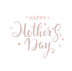 Happy Mother's day beautiful lettering for greeting card with hearts isolated on white background. - Vector