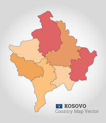 Obraz premium Kosovo Colourful Map - Vector Illustration