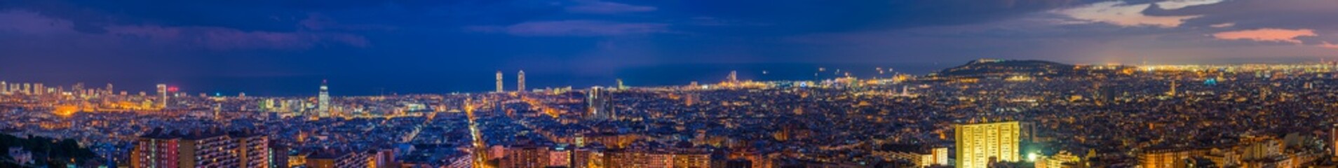 Obraz premium Night time panorama of Barcelona. Spain
