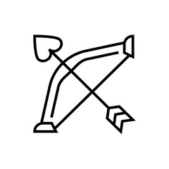 Cupid's arrow icon. Celebrating Valentine's Day on white background. Editable stroke.