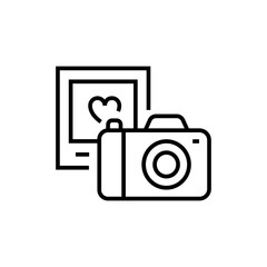 Wedding photosession icon. Photographers service on white background. Editable stroke.