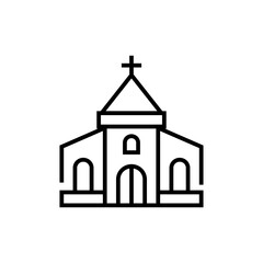 Wedding ceremony icon. Church building on white background. Editable stroke.