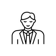 Groom icon. Wedding ceremony on white background. Editable stroke.