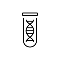 Test tube with DNA icon. Fertilization for women on white background. Editable stroke.