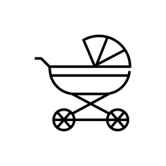 Fototapeta na wymiar Baby carriage icon. Childhood on white background. Editable stroke.