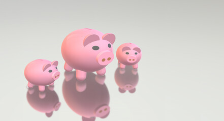 Pink piggy bank. Money saving concept. saving money is an investment for the future. Banking investment. 3D illustration. 3d render.