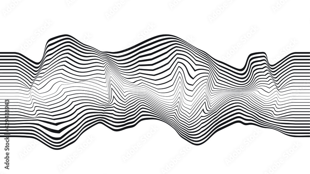 Poster abstract flow lines background . fluid wavy shape .striped linear pattern . music sound wave . vecto