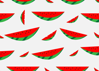 Slice of watermelon on a white background. Seamless texture.