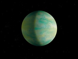 super-earth planet, realistic exoplanet, earth-like planet in far space, planets background 3d render
