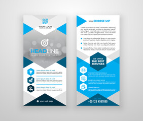 Double-sided DL flyer design. Brochure or flyer template. Layout with modern elements and photo space.