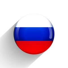 Glass light ball with flag of Russia. Round sphere, template icon. Russian national symbol. Glossy realistic ball, 3D abstract vector illustration highlighted on a white background. Big bubble