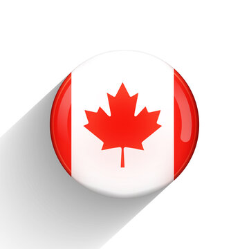 Glass light ball with flag of Canada. Round sphere, template icon. Canadian national symbol. Glossy realistic ball, 3D abstract vector illustration highlighted on a white background. Big bubble