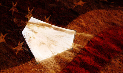 Home Plate and American Flag Past Time Sports
