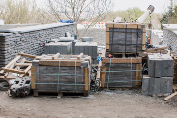 paving stone on a construction site for a road