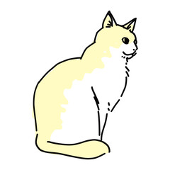 お座りしているクリーム色の猫の横顔のベクターイラスト