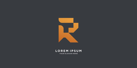 Monogram logo design initial letter R with gradient style concept part five