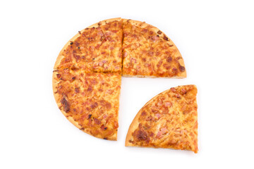 Pizza on a white plate. Fast food. A dish of Italian cuisine