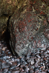 Serpentine rock in a cave at Kynance Cove Cornwall