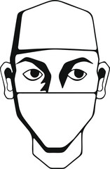 Portrait of a doctor in mask and cap vector illustration