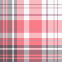 Seamless pattern in gray, warm pink and white colors for plaid, fabric, textile, clothes, tablecloth and other things. Vector image.