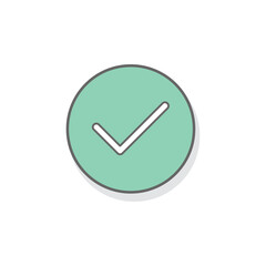 Green tick button icon isolated on white background. Done symbol modern, simple, vector, icon for website design, mobile app, ui. Vector Illustration