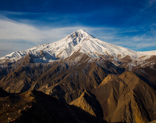Mount Damavand, a potentially active volcano, is a stratovolcano which is the highest peak in Iran and the highest volcano in Asia.