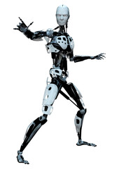 3D Rendering Male Robot on White