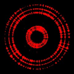 multiple concentric circular designs in shades vivid red and black colours